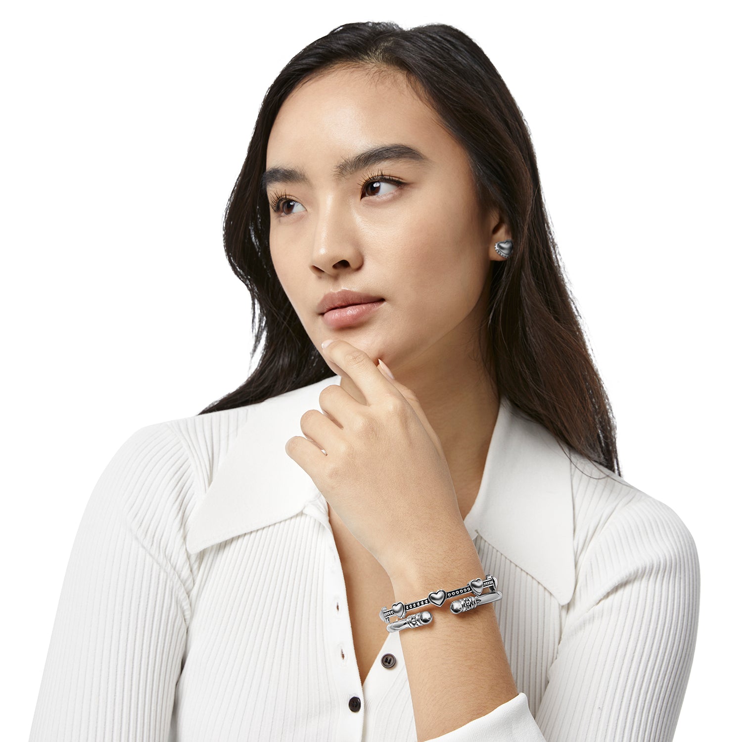 Pretty Tough Bold Petite Heart Bangle silver 5