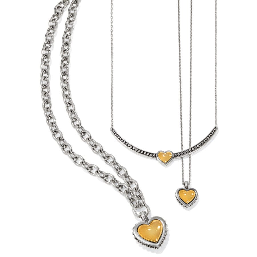 Pretty Tough Bold Two Tone Heart Bar Necklace silver-gold 3