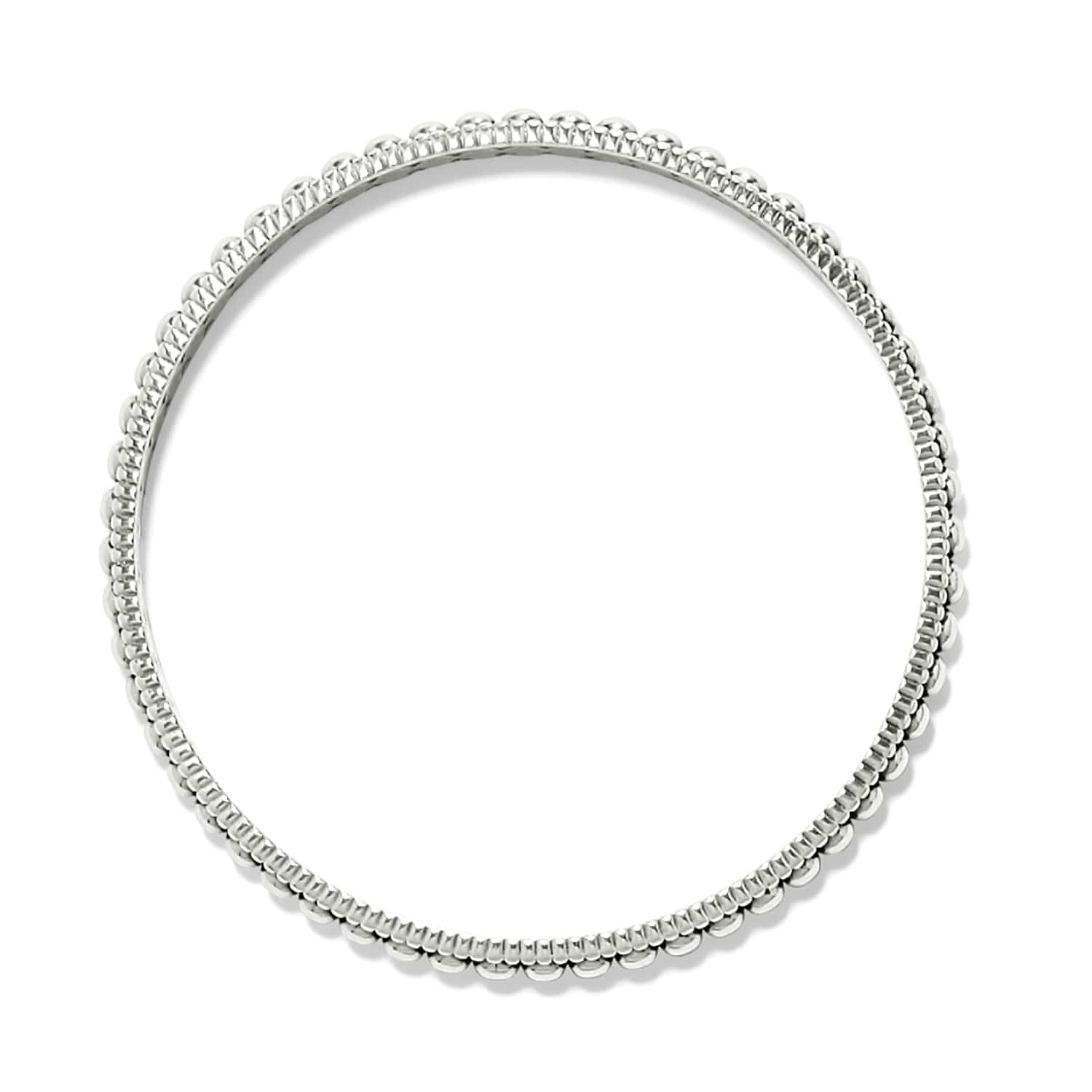Brighton bangle bracelet with silver-plated beaded texture around the circular band on a white background