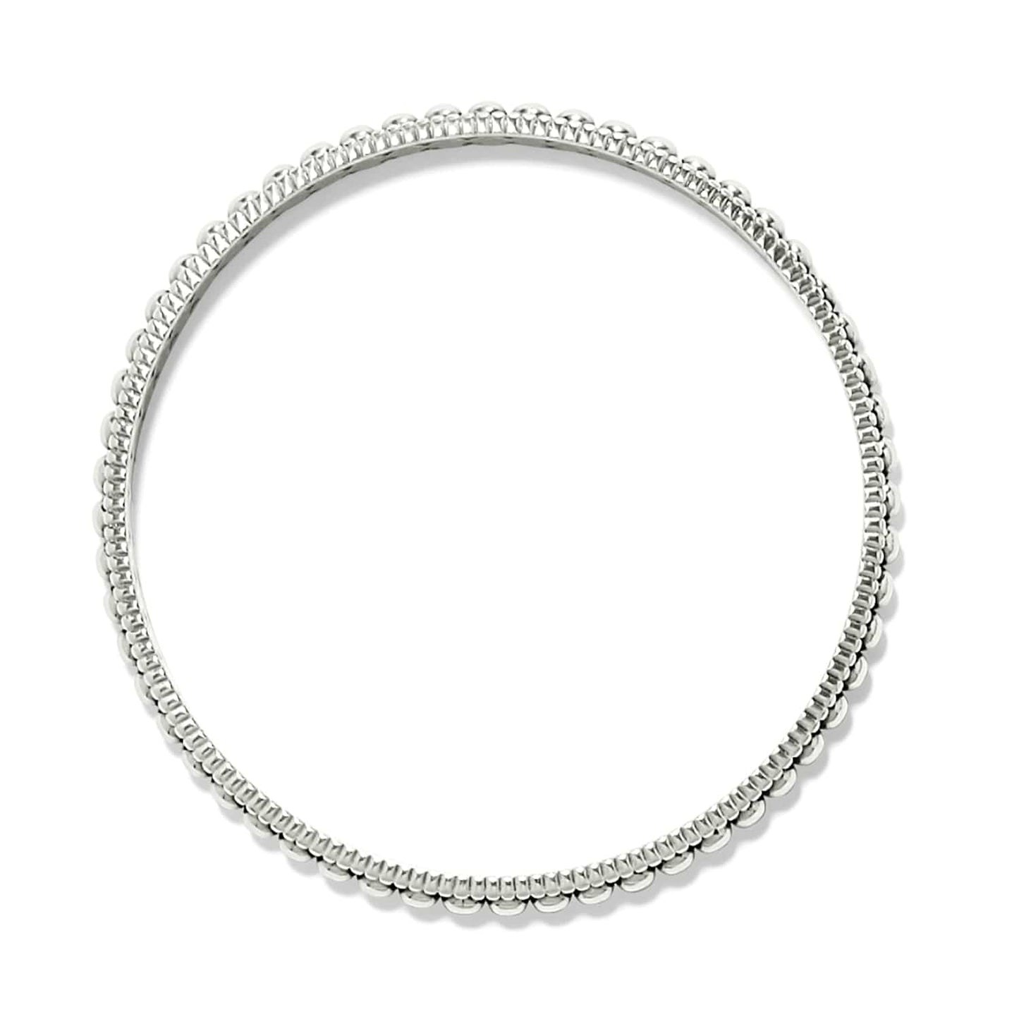 Brighton bangle bracelet with silver-plated beaded texture around the circular band on a white background