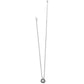 Brighton pendant necklace with silver-plated chain and small round beaded medallion with center stone on a white background