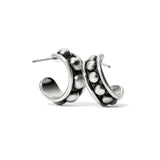 Brighton hoop earrings with silver-plated finish and raised beaded dot detailing along the band on a white background