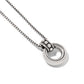 Brighton pendant necklace with silver-plated circular ring, beaded bail, and box chain on a white background