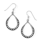 Brighton drop earrings with silver-plated beaded teardrop hoops and French wire hooks on a white background