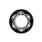 Brighton spacer bead with black outer ring and silver-tone scalloped center with dotted detailing on a white background