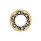 Brighton charm with gold-tone outer ring and silver-tone scalloped center with dotted detailing on a white background