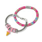 Brighton bracelets with pink butterfly print band and silver mesh style featuring pink crystal beads and ice cream charm on a white background