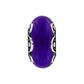 Brighton charm bead with purple stone center and silver-tone scrollwork side accents on a white background