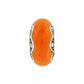 Brighton charm bead with orange center stone and silver-tone scrollwork end caps on a white background