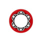 Brighton bead charm with red enamel exterior and silver-tone scalloped flower center design on a white background