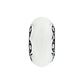 Brighton charm bead with white center and silver-tone patterned side accents on a white background