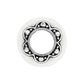 Brighton spacer bead with silver-tone scalloped floral design and white enamel outer ring on a white background