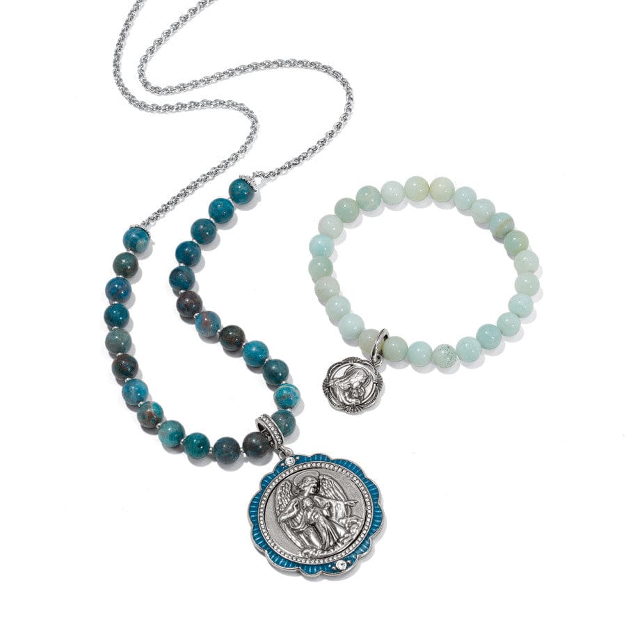 Protection Angel Medallion Necklace silver-blue 4