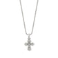 Brighton pendant necklace with silver-plated cross featuring engraved details on a snake chain on a white background