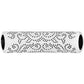 Brighton silver-plated tubular bead with perforated floral scroll pattern and open ends on a white background