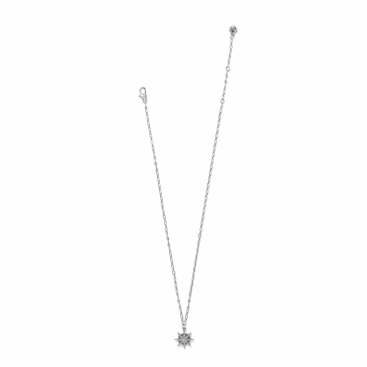 Brighton pendant necklace with silver-plated star pendant and crystal accents on delicate chain on a white background