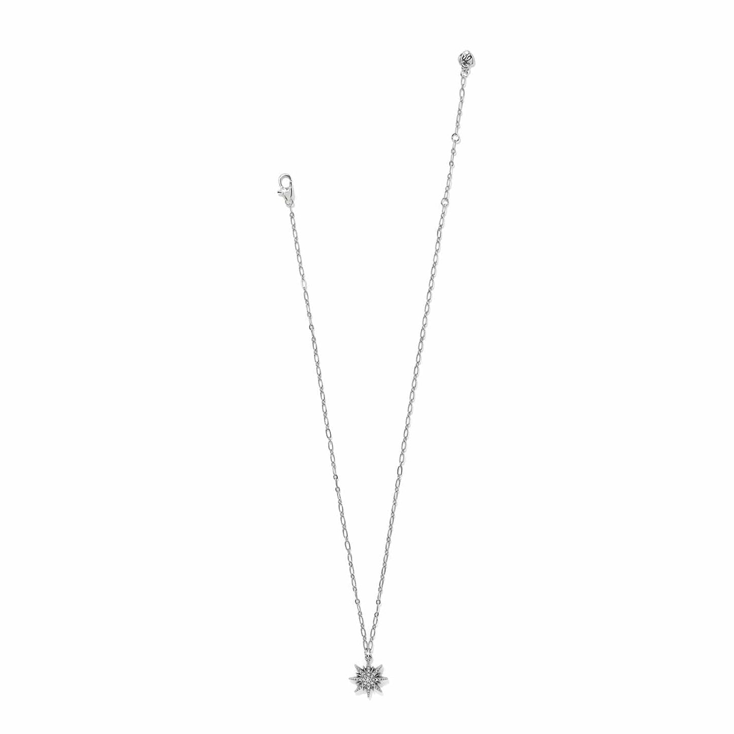 Brighton pendant necklace with silver-plated star pendant and crystal accents on delicate chain on a white background