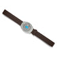 Brighton brown leather belt with ornate silver-tone oval buckle featuring turquoise center stone on a white background