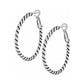 Brighton hoop earrings with silver-tone twisted rope texture and hinged closures on a white background