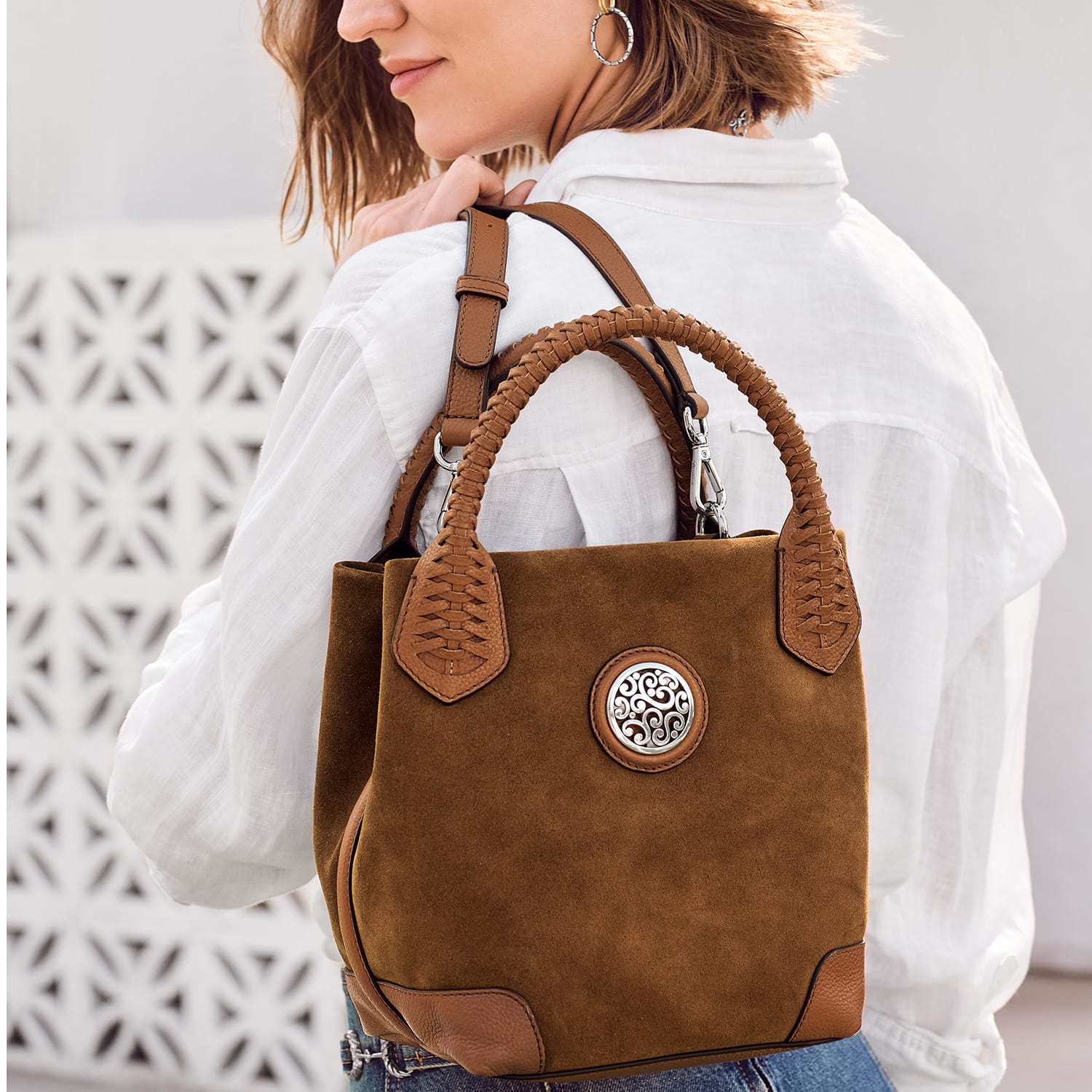 reina コンパクト Reina Suede Medium Tote - Brighton