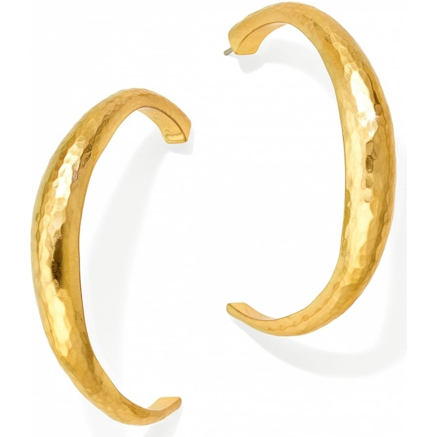 Brighton hoop earrings with hammered brushed gold finish shown as a pair on a white background