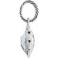 Brighton charm side view with silver-plated rope-textured loop and light blue faceted stone on a white background