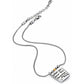 Brighton pendant necklace with silver-plated square charm engraved with handwritten message and brushed gold accent on white background