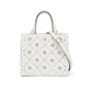 Brighton white leather handbag with silver-tone heart studs in diamond quilted pattern and adjustable strap on a white background
