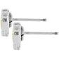 Close-up of Brighton stud earrings shown from the back with silver-plated posts and textured settings