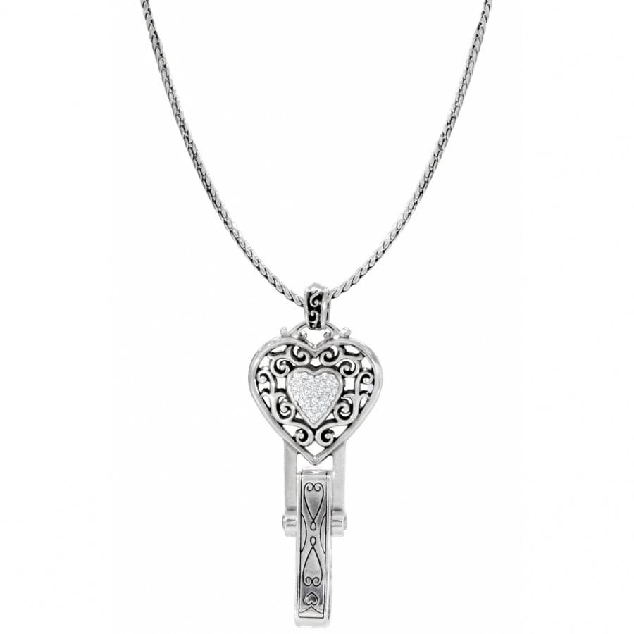 Reno Heart Badge Clip Necklace silver 1