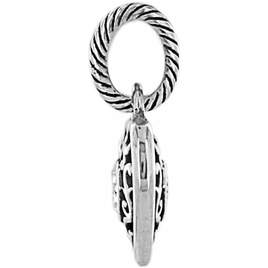 Brighton charm shown from the side with silver-plated twisted rope loop and ornate filigree detail on a white background