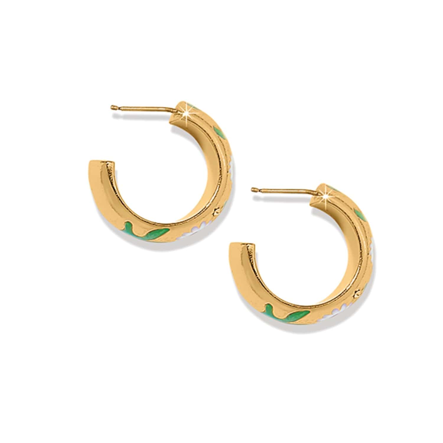 Reverie Daisy Hoop Earrings gold-white 2