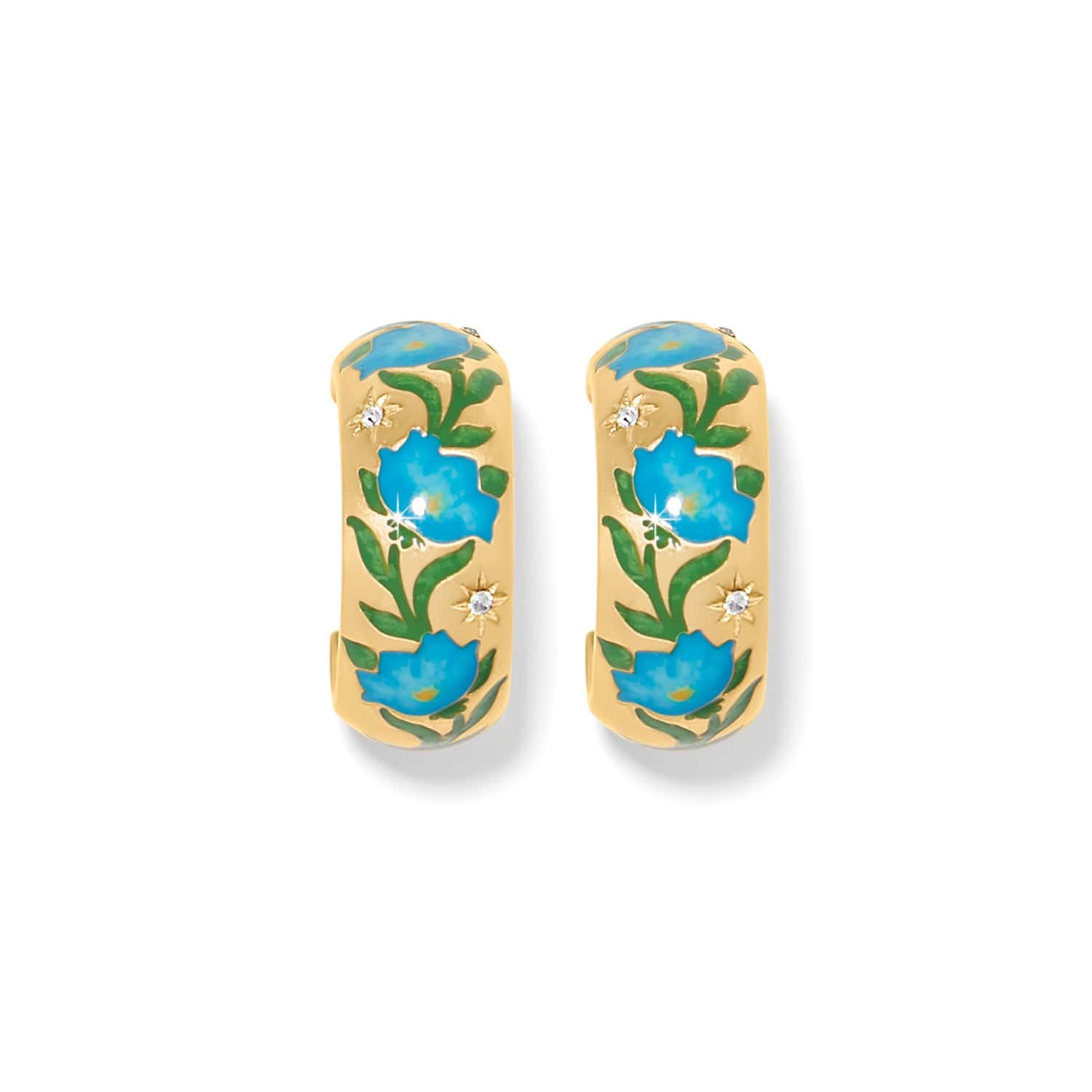 Reverie Flower Hoop Earrings gold-blue 1