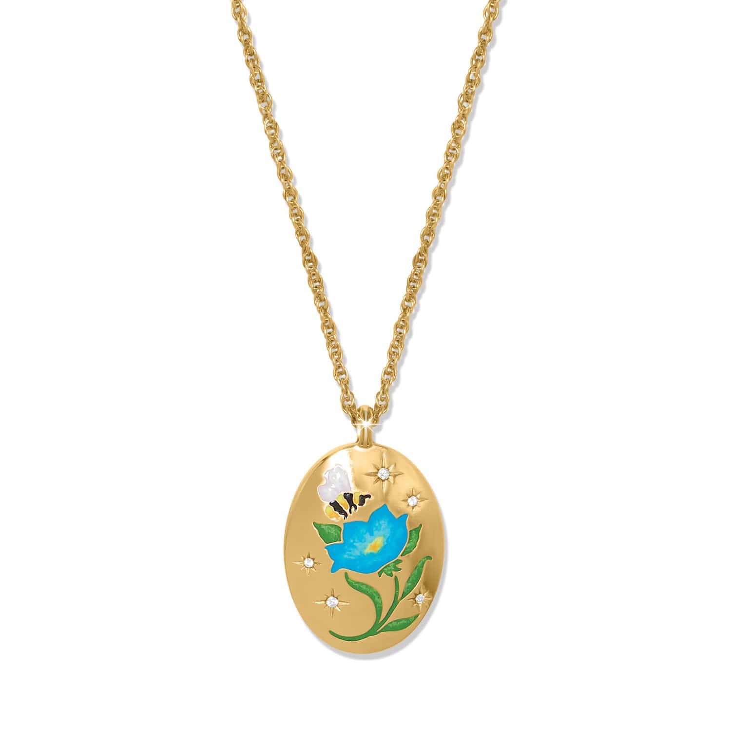 Reverie Flower Necklace gold-blue 1