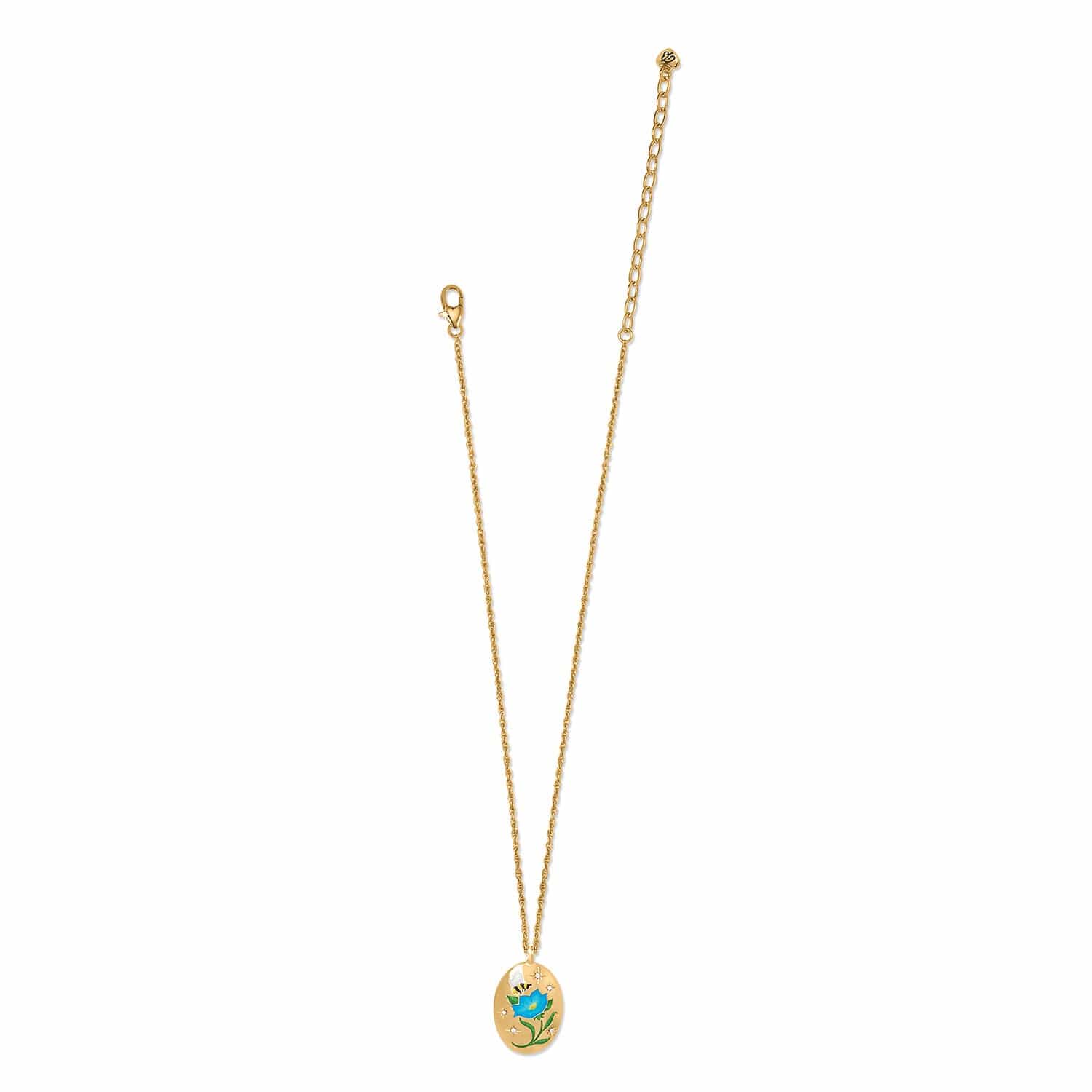Reverie Flower Necklace gold-blue 3
