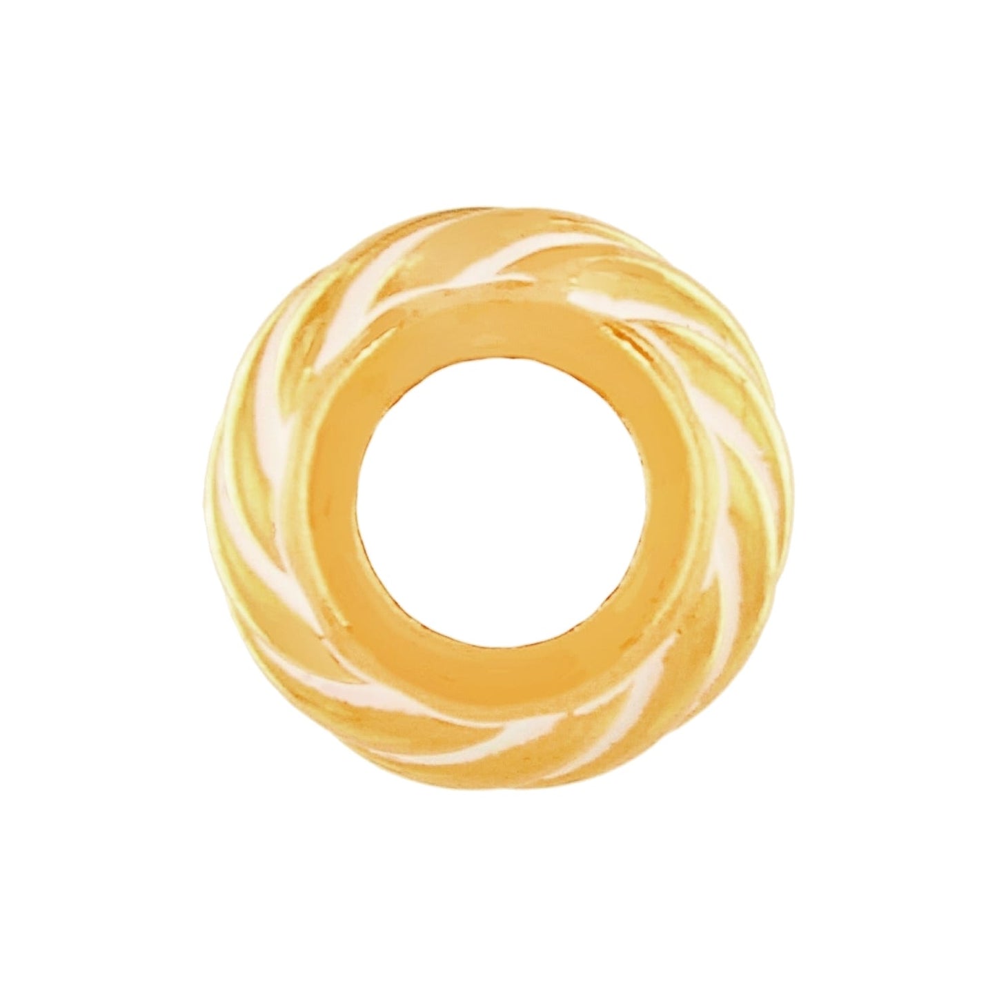 Brighton spacer bead charm with gold-tone twisted rope texture and round center opening on a white background