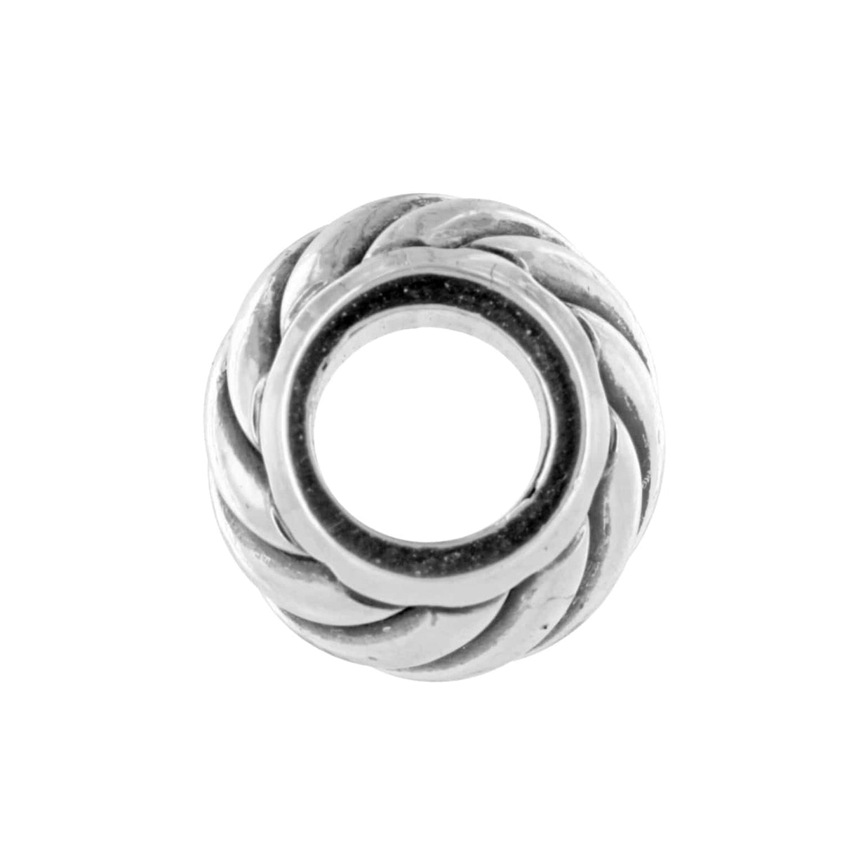 Brighton charm with silver-tone twisted rope design and open circular center on a white background