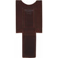 Brighton brown leather money clip wallet with stitched edges and embossed logo panel on a white background