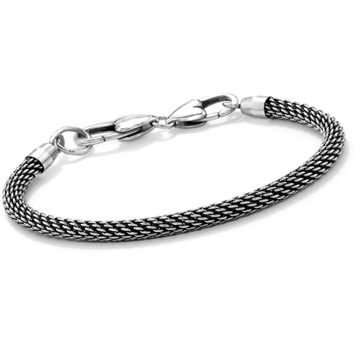 Brighton mesh chain bracelet with silver-plated lobster clasp and cylindrical end caps on a white background