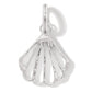 Brighton shell charm with silver-plated openwork ribbed design and top loop on a white background