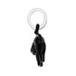 Brighton charm with black panther figure hanging from silver-plated ring on a white background