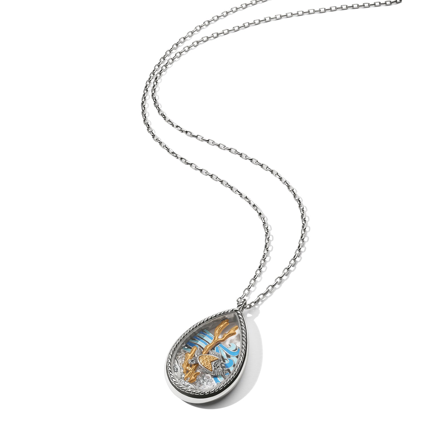 Sea Current Convertible Shaker Necklace silver-blue 5