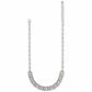 Brighton necklace with glass pearls, crystal accents, and silver-plated chain with lobster clasp on a white background