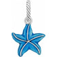 Brighton starfish charm in blue enamel with silver-plated rope bail and ridged accents on a white background
