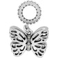 Brighton butterfly dangle charm with silver-plated cutout wings and crystal accents on a white background