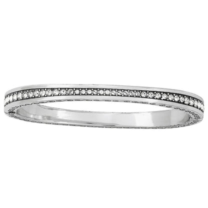 Brighton bangle bracelet with silver-plated finish and a row of pavé crystal accents on a white background
