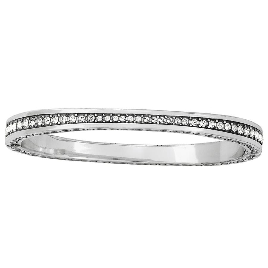 Brighton bangle bracelet with silver-plated finish and a row of pavé crystal accents on a white background