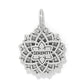 Brighton charm shown from the back with silver-plated lotus design and engraved Serenity inscription on a white background