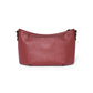 Brighton handbag shown from the back in burgundy pebbled leather with silver-tone strap hardware on a white background