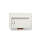 Brighton white pebbled leather wallet shown from the back with silver-tone zip pocket on a white background